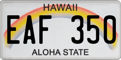 HI license plate EAF350
