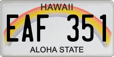 HI license plate EAF351