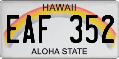 HI license plate EAF352