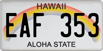 HI license plate EAF353