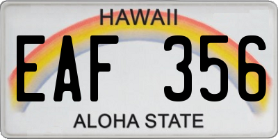 HI license plate EAF356