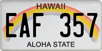 HI license plate EAF357