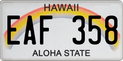 HI license plate EAF358