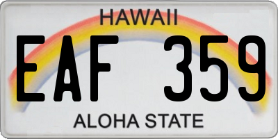 HI license plate EAF359