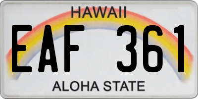 HI license plate EAF361