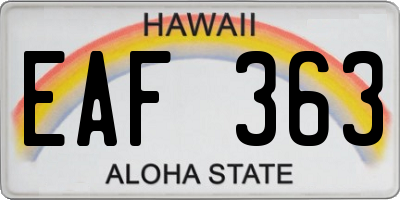 HI license plate EAF363
