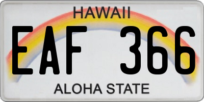 HI license plate EAF366