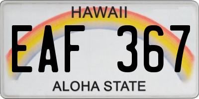 HI license plate EAF367