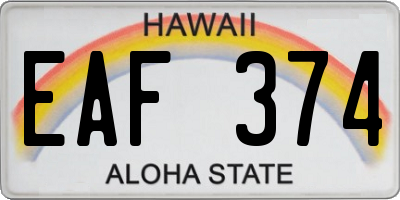 HI license plate EAF374