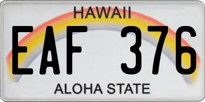 HI license plate EAF376