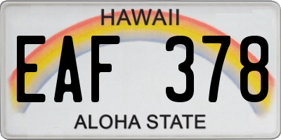 HI license plate EAF378