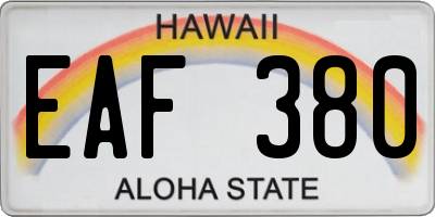 HI license plate EAF380