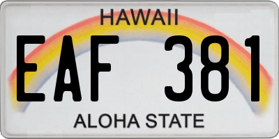 HI license plate EAF381