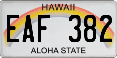 HI license plate EAF382