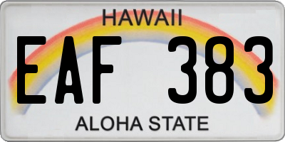 HI license plate EAF383