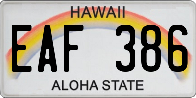 HI license plate EAF386