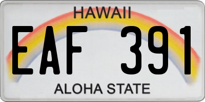 HI license plate EAF391