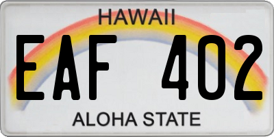 HI license plate EAF402