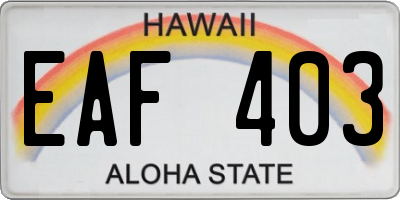 HI license plate EAF403