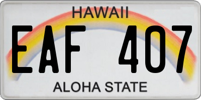 HI license plate EAF407