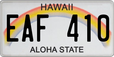 HI license plate EAF410