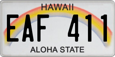 HI license plate EAF411