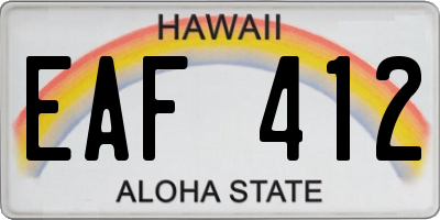 HI license plate EAF412