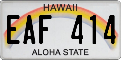 HI license plate EAF414