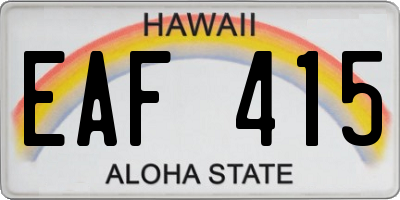 HI license plate EAF415
