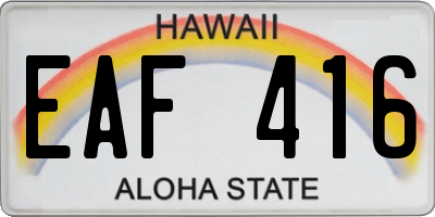 HI license plate EAF416