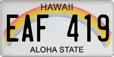 HI license plate EAF419