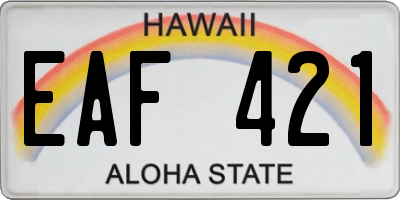 HI license plate EAF421