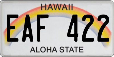 HI license plate EAF422