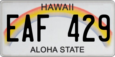 HI license plate EAF429