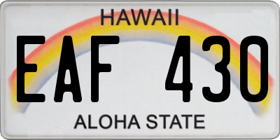 HI license plate EAF430