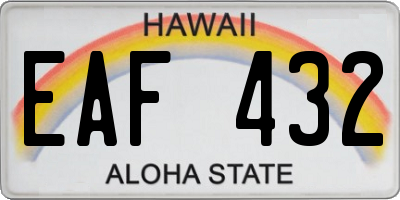 HI license plate EAF432