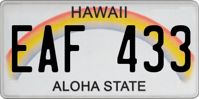 HI license plate EAF433