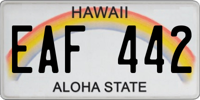 HI license plate EAF442