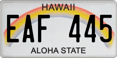 HI license plate EAF445