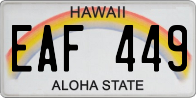 HI license plate EAF449