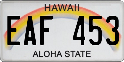 HI license plate EAF453