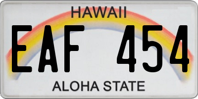 HI license plate EAF454