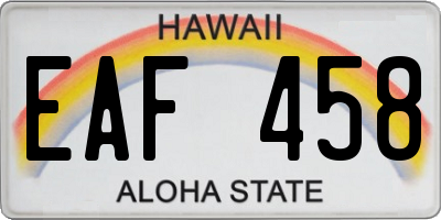 HI license plate EAF458