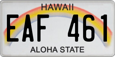 HI license plate EAF461