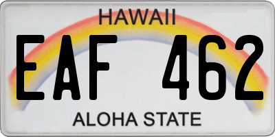 HI license plate EAF462