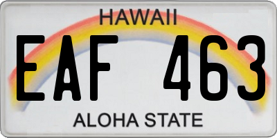 HI license plate EAF463