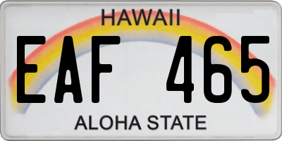 HI license plate EAF465