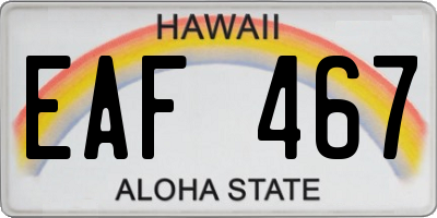 HI license plate EAF467