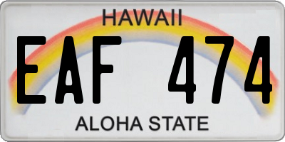 HI license plate EAF474