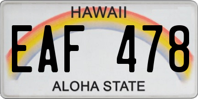 HI license plate EAF478